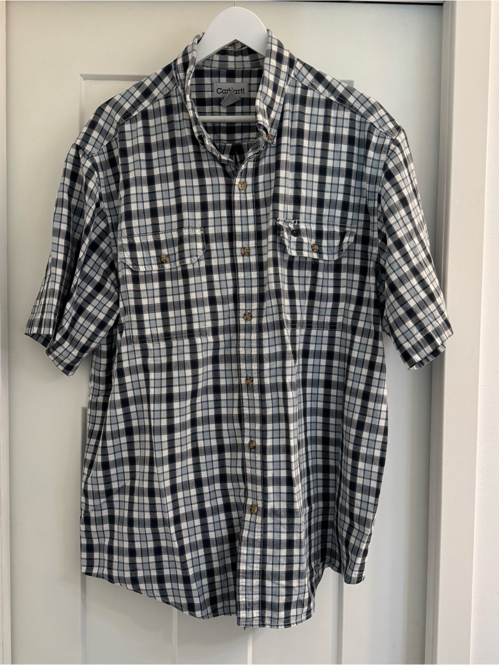 Carhartt Men's Short Sleeve Plaid Button-Up Shirt - Blue